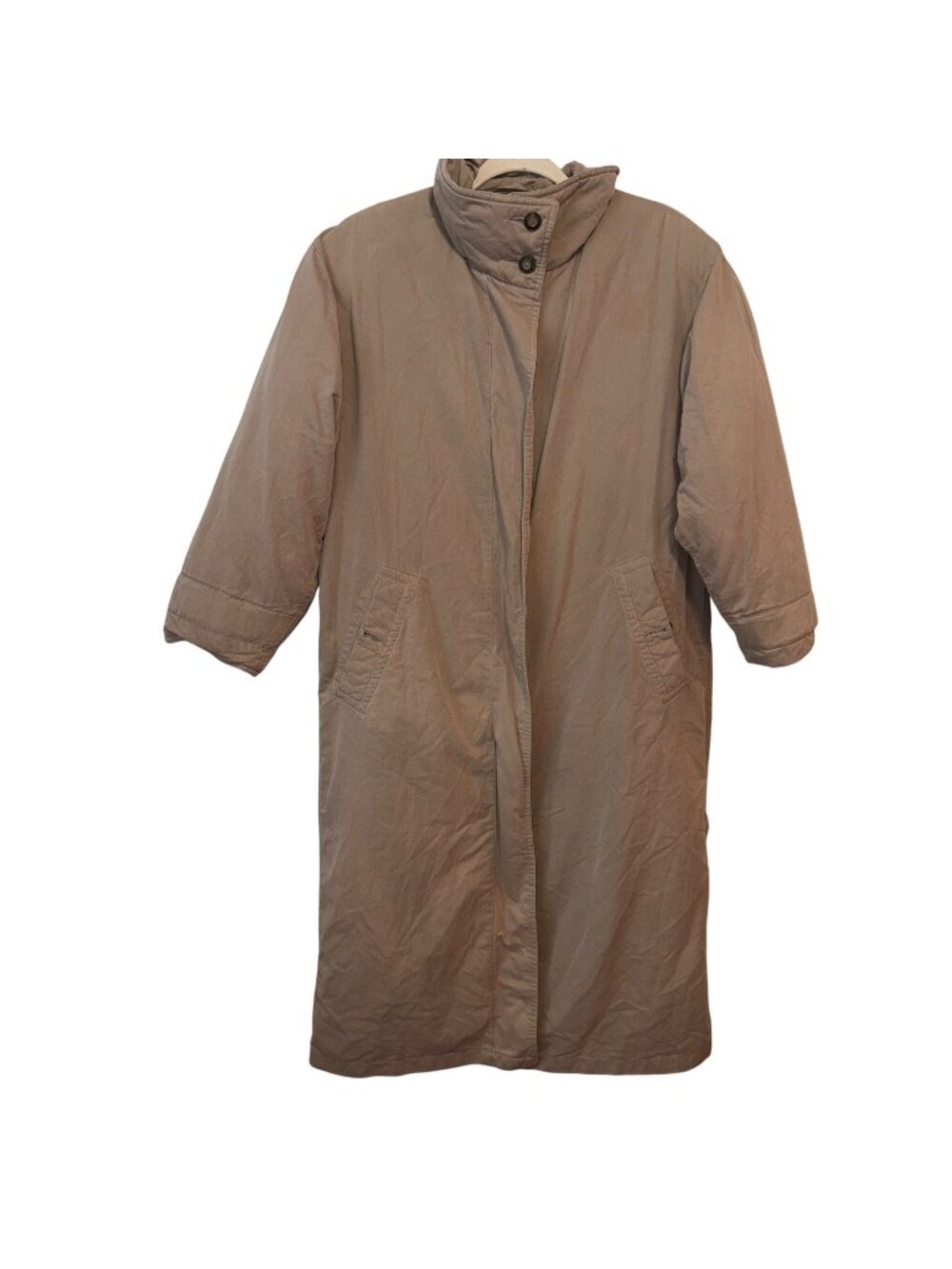 Eddie Bauer Beige Long Trench Coat With Buttoned Collar & Pockets size S
